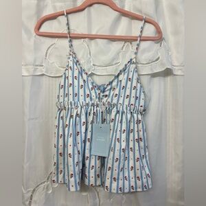 Hill House Home Perry Tank Floral Stripe Babydoll Top NWT Size M Nap Dress Brand